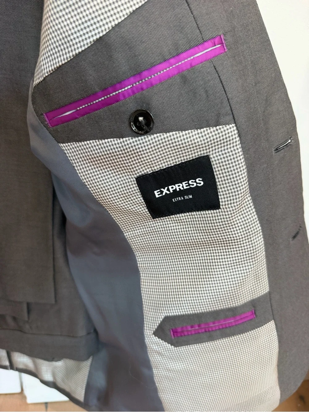 Express Men's Charcoal Gray Two-Button Suit Jacket